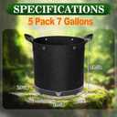 5 Pack 7 Gallon Self-Watering Grow Bags, Thick Nonwoven Fabric Pots with Support Rings and Reinforced Handles, Self-Watering Planter with Bottom Reservoir for Tomatoes Peppers Potatoes and Vegetables