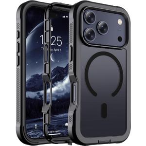 Magnetic for iPhone 17 Pro Case, [Compatible with MagSafe][Military Grade Drop Protection][Heavy Duty Protection][Non-Slip][Shockproof] 2-Layer Durable Bumper Phone Casee 6.3''-Black