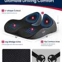 Gel Wedge Car Seat Cushion for Driving Relieves Tailbone Pain, Composite Gel Memory Foam for Cool & Support Comfort, Ergonomic Car Seat Pillow, Elevated Back for Wider Vision, Anti-Slip Design