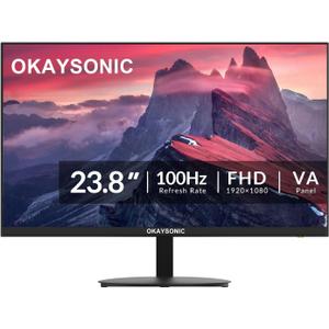 24" FHD Office Monitor - 100Hz Refresh Rate & 1ms Response for Ultra-Smooth AMD FreeSync, Frameless, Built-in Speakers, Eye Care (Black)