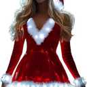 Women's Santa Costume LED Light Up Christmas Dress Cosplay Mrs. Claus Costume S
