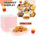 Yinkin 100 Pcs 2lb Paper Food Trays Boat 2lb Disposable Nacho Trays Kraft Paper Boat for Tacos Concession Easter Graduation Birthday Wedding Christmas Halloween Valentine Party Supplies(Light Pink)