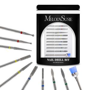 MelodySusie 10pcs Nail Drill Bits Set, 3/32 Inch Diamond Cuticle Nail Bits Kit for Nail Drill E-File, Manicure Pedicure Remover Tools for Acrylic Gel Nails, Salon Home Nail Care Supplies, Silver MelodySusie 10pcs Nail Drill Bits Set, 3/32 Inch Diamond Cuticle Nail Bits Kit for Nail Drill E-File, Manicure Pedicure Remover Tools for Acrylic Gel Nails, Salon Home Nail Care Supplies, Silver