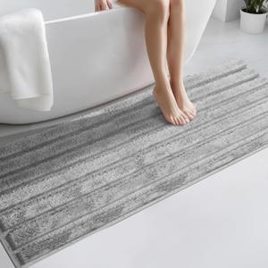 Washable Bathroom Rug 24" x 60", Extra Soft Bath Mat, Absorbent and Non Slip Bath Runner Rug for Shower, Bathtub, Sink, Floor