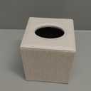Sumnacon Square Linen Tissue Box Cover - Stylish Cube Tissue Box Holder with Magnetic Bottom, Decorative Tissue Box for Vanity Toilet Tank Dresser Night Stand Table Countertop Office Car, Beige