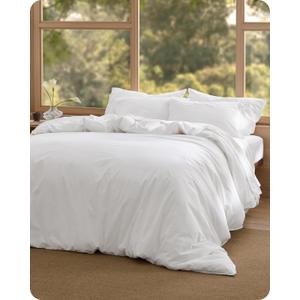 Bedsure Cotton Duvet Cover King - Luxury Slub Weave 100% Cotton Duvet Cover Set, PureWoven Bedding Set with a Linen Like Textured, Easy Change, Bright White, 104" x 90"