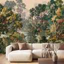 Forest Wallpaper Peel and Stick Tropical Jungle Lanscape Self Adhesive Wall Mural for Bedroom Livingroom Bathroom