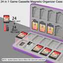 QIANRENON 24 in 1 Game Cassette Magnetic Organizer Case Micro SD Game Card Storage Case, Holds 24 Switch Card+24 MicroSD Card, Storage NDS Switch OLED Switch Lite Card, Purple (Starry Sky Pattern)