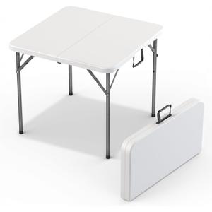 Our Modern Space 34" Square Foldable Table with Built in Handle & Detachable Steel Legs | Heavy Duty Portable | Perfect for Party, Dining, Events, Picnic Indoor, Outdoor, Camping, Temporary