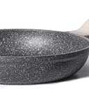CAROTE Non Stick Frying Pan Skillet, Omelet Pan, Healthy Non Toxic Granite Chef Pan, Induction Compatible Egg Frying Pan with Heat-Resistant Handle, PFOA-Free,Black, 12"