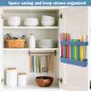 Juome Straw Holder for Cabinet, Silicone Straw Organizer with Double Sided Adhesive Tape, Reusable Tumbler Straws Storage Dispenser for Kitchen Counter Cupboard Door