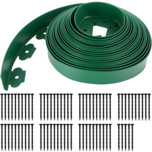 MCleanPin Garden Edging Border,50FT 2 Inch Tall Landscape Edging with 75 Spikes for Lawn Yard Flower Bed Paver Pathway Green