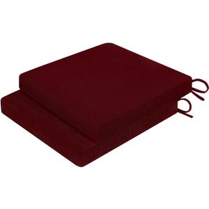 Cozyide Chair Cushions for Dining Chairs, Square Chair Pads with Ties and Non-Slip Bottom, Kitchen Chair Cushions 2 Pack, 16" x 16" x 2", Burgundy