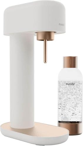 Mysoda Ruby 2 Sparkling Water Maker - Silent Carbonated Water Machine Made of Robust Long-Lasting Aluminium & 1L Water Bottle - Without CO2 Cylinder - Colour White Copper