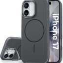 Vihibii for iPhone 17 Case with Kickstand, [Compatible with Magsafe], Shockproof Sturdy Cover & Raised Edges Protection, Fade-Resistant Glow Slim Stylish Phone Case for iPhone 17, 6.3" (2025), Grey