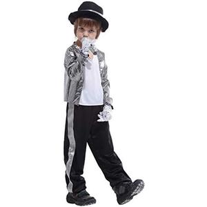 lontakids Kids Boys 80s Costume Michael Cosplay Hip Hop Stage Outfits with Matched Hat Gloves Large