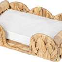 Rattan Wicker Napkin Holder Flat 9.5x5.5, Scalloped Napkin Dispenser Guest Towel Holder for Bathroom, Kitchen, Dining, Bar Beverage Accessories and Home Farmhouse&Rustic Decor (Natural)