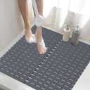 Shower Mat Non-Slip Bath Mat for Tub and Shower Stall,200+ Suction Cups with Drain Holes, Quick Dry Machine Washable, Extra Grip for Stand Up Showers, Bathroom Essentials 24x24 Inch (Light Grey)