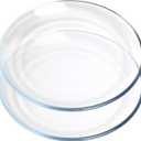 FOYO Basics Glass Plate Set, 10 inch Round Tempered Glass Dinner Plates, Glass Serving Dinnerware, Set of 2