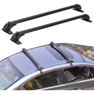 43inch Universal Car Roof Rack, Anti-Theft Lock, Aluminum Rack Cross Bars, Adjustable Window Frame for Bike Kayak Cargo Luggage, 42.91-44.88 inch Distance Between Rain Grooves, 165LBS Load (Black)