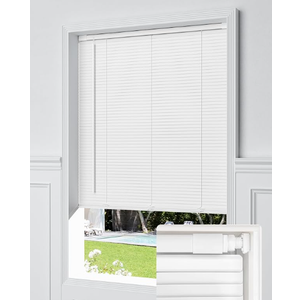 No Drill Cordless Mini Blinds, 29" W × 48" H White | Upgraded to L-Shaped Slats for Enhanced Privacy, With Adjustable Light Control.