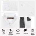 Alberto Danelli Boys Dress Shirt with Matching Tie and Handkerchief, Long Sleeve Button Down, Pocket (White, M)