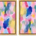 Art Remedy Saturaded Colors Art Canvas, 16" x 16", Gold Frame, Colorful Rhythm Set