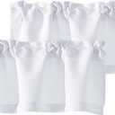 Chyhomenyc White Valances for Window, Light Filtering Short Curtains for Kitchen Bedroom Living Room, Rod Pocket Top Small Window Treatment Valance RV Bunk Panels, 40" Wx18 L, 2 Pieces