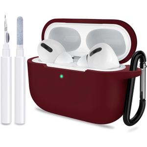 ATUAT for AirPods Pro 2nd Generation Case Cover, Protective Silicone Skin Accessories with Keychain for Women Men for Apple AirPods Pro Gen 2(2022), Front LED Visible-Burgundy