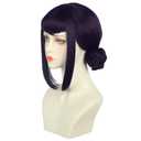 yuehong Black purple Women Double Buns Anime Cosplay Wig Bangs Cartoon Role Wig Heat Resistant Synthetic Fibers Soft Durable Breathable Costume Hair