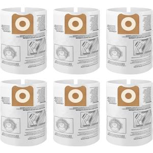 6 Packs A Fable 16 and 20 Gallon Wet/Dry Vacuum Collection Bags replace for Craftsmanshop vec and riged CMXZVBE38749, Universal Vacuum Filter Bags