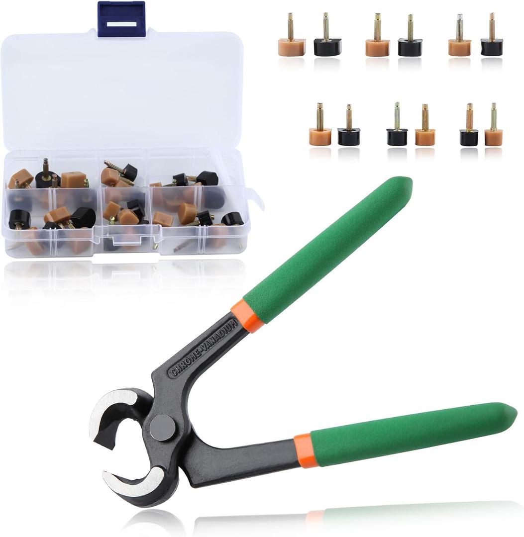 24 Pairs High Heel Replacement Tips with 6 Inches Stiletto Remove Pliers, Shoe Repair Kit for Women Shoe Heel Repair, 6 Size(8-12.5mm), 2.4/3.0mm Nail Diameter, Beige, Black