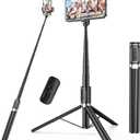 Selfie Stick,67 inch/1.7 Meter Selfie Stick Tripod,Gifts for Women Men,Portable Cell Phone Tripod Stand with Wireless Remote Shutter Compatible with iPhone 16e/16/15/14/13, Samsung Series(Black)
