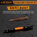 15-Piece Torx Bit Set, LATTOOK Double-ended Security Torx Bit Set Tamper Proof Star Bits, Magnetic S2 Steel, 3'' Long