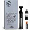 URBANER Mustache Trimmer with Nose & Ear Trimmer Attachment, 0.8" Precision Blade, IPX8 Waterproof, Adjustable 0.08"0.55", Japanese Motor Beard Trimmer for Men