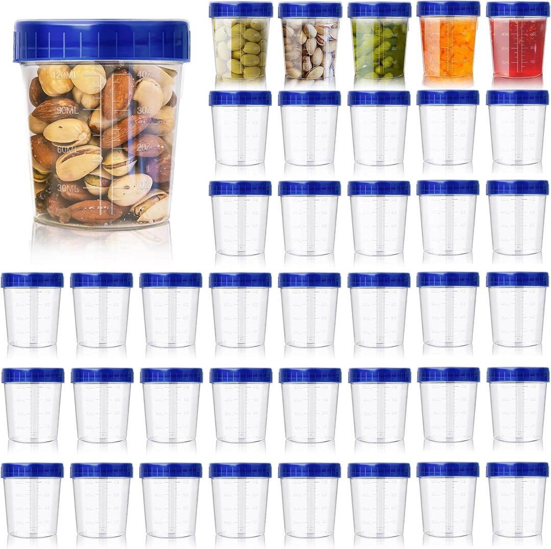 40 Pack 4oz Small Containers with Lids,Reusable Salad Dressing Container Airtight Leakproof Condiment Containers with Screw Lids,Take Away Stackable Plastic Dip Sauce Cups for Snack,Drink,Ketchup