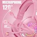 ZIUMIER Z20 Pink Gaming Headset with Microphone, Compatible with PS4 PS5 Xbox One PC Laptop, Over-Ear Headphones with LED RGB Light, Noise Canceling Mic, Stereo Surround Sound (Pink)