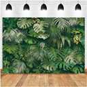 Tropical Green Leaves Theme Photography Backdrops 7X5F Wedding Bride Shower Party Decor Newborn Baby Shower Banner Photo Background Studio Shooting Props
