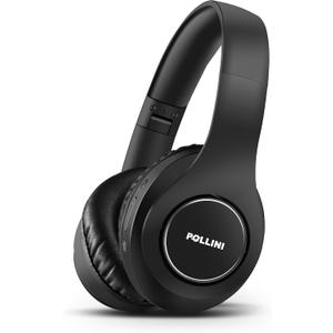 pollini Bluetooth Headphones Wireless, 40H Playtime Foldable Over Ear Headphones with Microphone, Deep Bass Stereo Headset with Soft Memory-Protein Earmuffs for Phone/PC (Black)