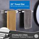 Towel Bar 2 Pack for Bathroom 20 Inch Brush Nickel Towel Holder 12/16/20/24/28/32/36 In Stainless Steel SS304 Rustproof Towel Rack Modern Square Towel Rod for Bathroom Wall(2, Brushed Nickel, 20 Inch)
