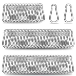 200PCS M5 Spring Snap Hook Carabiner, Heavy Duty Galvanized Steel Carabiner Clip, 220LBS Holding Capacity Spring Clips for Hammock Swing Outdoor Travel
