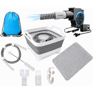CPAP Cleaning and Drying Kit with Hose Dryer, Collapsible Wash Basin, Full-Length Hose Brush, Thick Silicone Drying Mat, Hanging Hook, Dries 1 or 2 Hoses, 10-Speed Airflow, No Heat