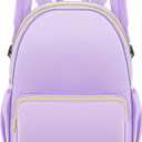 Cunno 1 Piece Nylon Backpack Kids School Backpack for Toddler Girls Boys Plain Waterproof Preppy Bookbags Travel for Student (Purple)