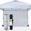 10x10ft Pop Up Canopy Tent with Removable Sidewall, Instant Shade Canopy with Vented Roof for Patio Outdoor Camping with Wheel-Bag, 4 Sand Bags, 8 Stakes