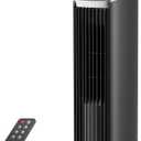 Fan for Bedroom, 13" Tower Fan with Remote, 4 Modes 4 Speeds Max 24ft/s, 70 Oscillating Desk Fan, 12H Timer Portable Fans, Cooling Fans for Office, Home (Black)