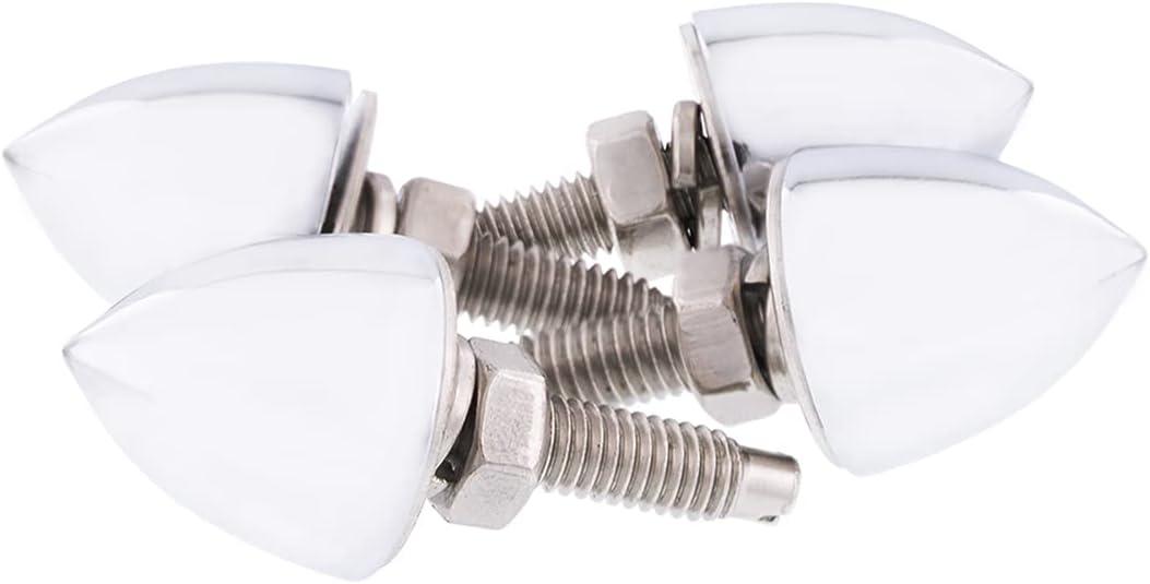 United Pacific Universal Chrome Bullet License Plate Fastener Screw Caps for Standard License Plates, 1-inch Stud w/Metric M6 x 1.0 Threads - 4 Pack, Silver, (10889)