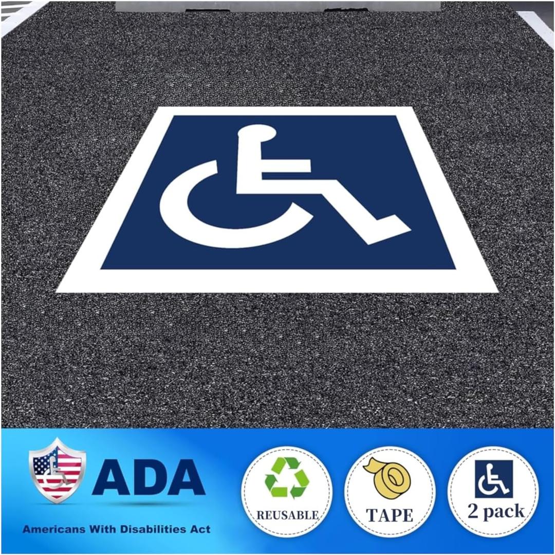 2-Pack, 36"x36" Handicap Parking Stencil, ADA Compliant | Handicap Stencil for Parking Lot, Reusable Roll-Up Waterproof Parking Lot Stencils for Asphalt, Concrete