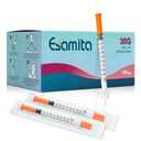 Jeringas de insulina, 1 ml, 30G, 1/2" (12.7 mm) con aguja, U-100, envasadas individualmente, paquete de 100