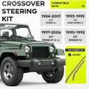 Kojem Crossover Steering Kit Compatible with 1984-2006 Jeep Cherokee XJ/Grand Cherokee ZJ/Comanche MJ/Wrangler TJ/LJ w/Steering Stabilizer Bracket Steel Natural Color Replacement for J0048827
