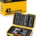 42PCS S2 Steel Screwdriver Bit Set, Magnetic Drill Bit Set, includes PH, PZ, SQ, SL, Hex, Torx Security Bit Set, and Nut Bit, with Carbide Burr, 1/4 Hex Extension Bit Holder, Upgraded Version